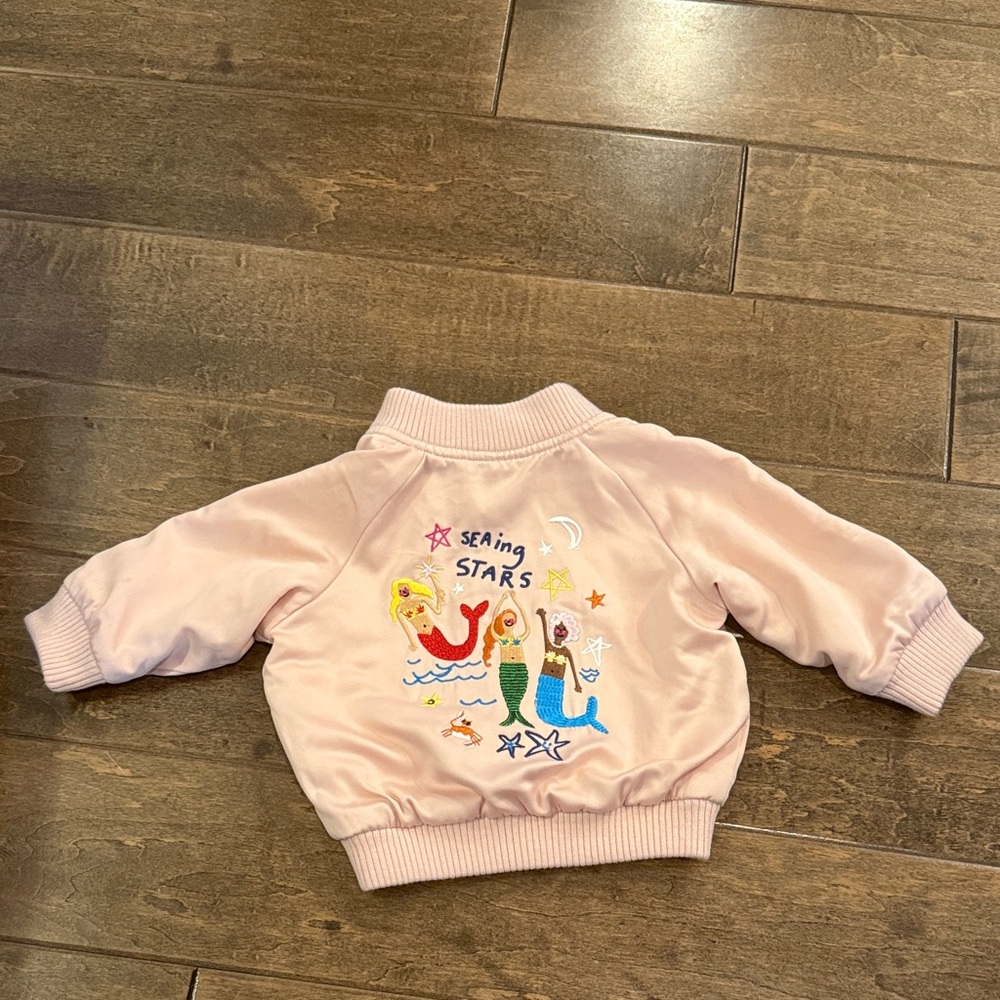 Stella McCartney Kids Reversible Mermaid and Stars Jacket with Embroidery